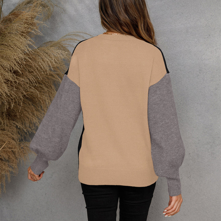 Kvindernes afslappede sweater med knaplukning og kontrasterende ærmer Stilla