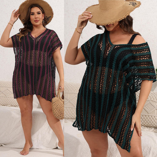 Dame stribet strik strandcover-up tunika Stilla