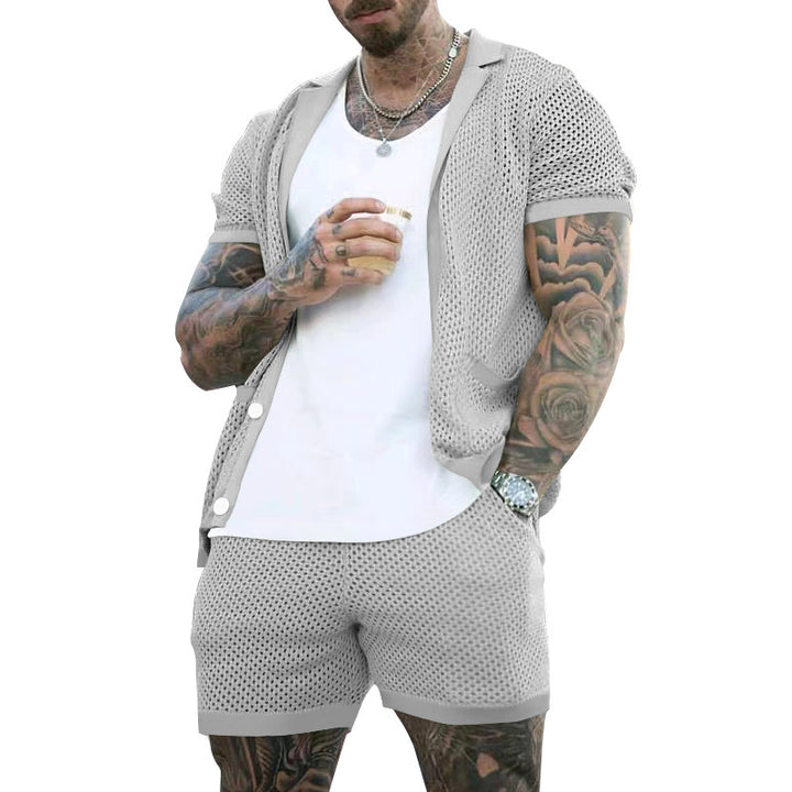 Herre Åndbart Fritidssæt med struktureret Overdel og Shorts Stilla