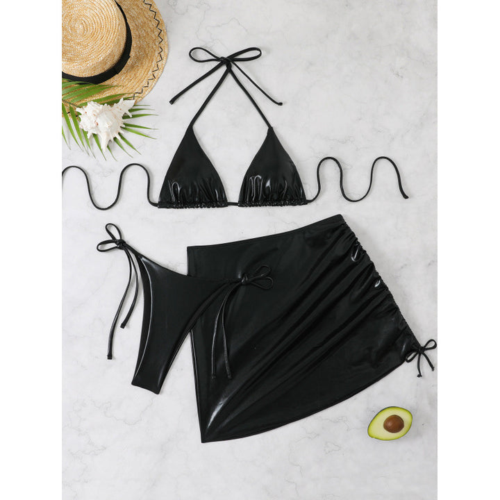 Dame glitrende bikini-sæt med justerbare stropper og omslagsskørt Stilla