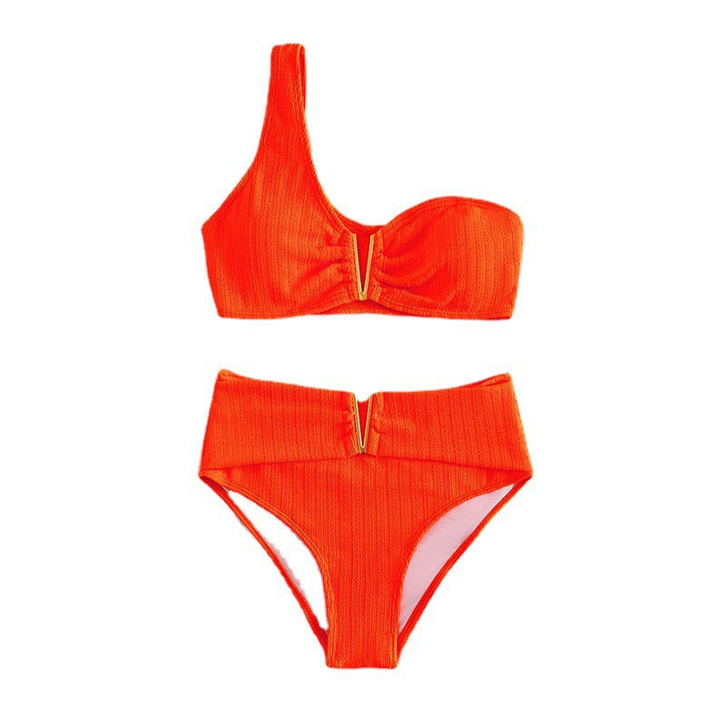 Dame Push-Up Bikini med høje talje-trusser og elegante guld accenter Skovae