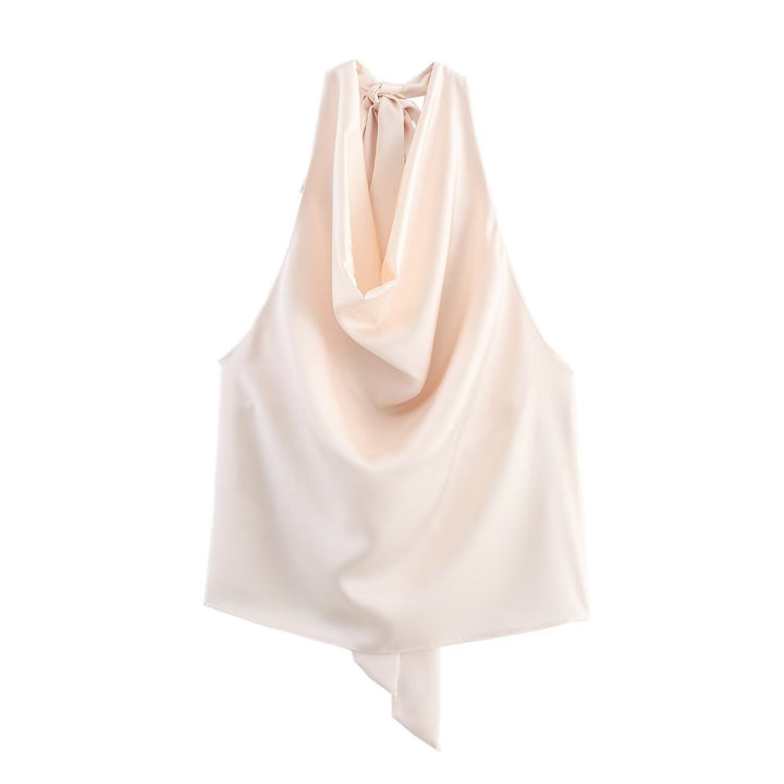 Dame Elegant Haltertop med flydende snit og elegant rygbind Skovae