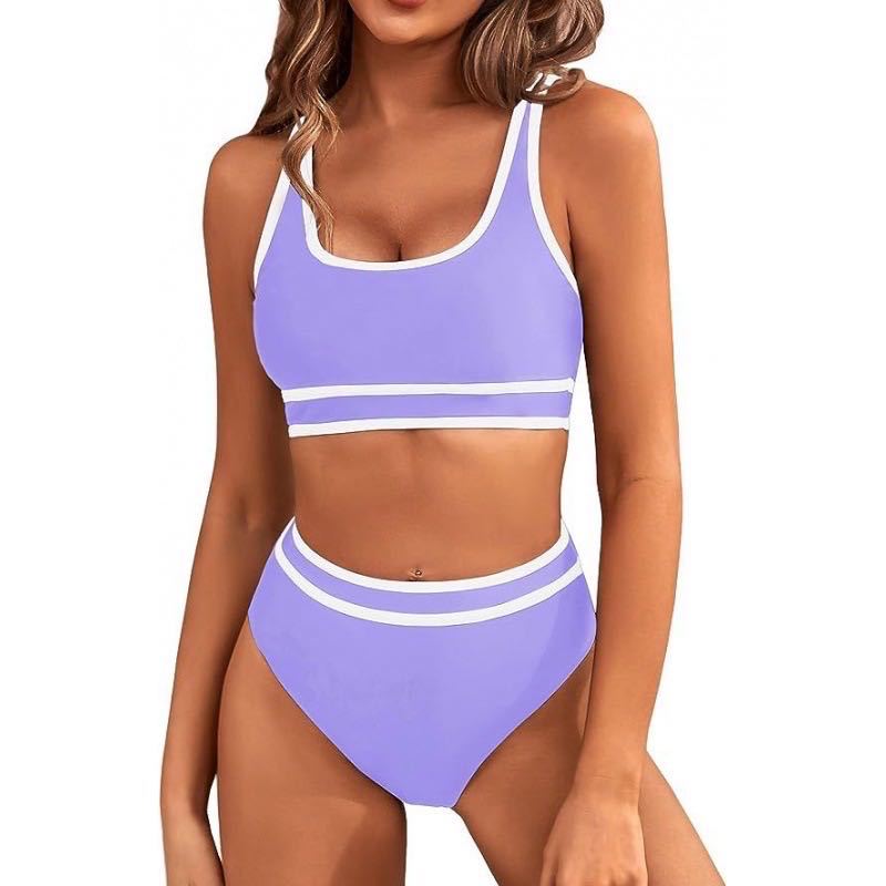 Dame Sporty Bikini-sæt med højtskaffet underdel og brede stropper Stilla