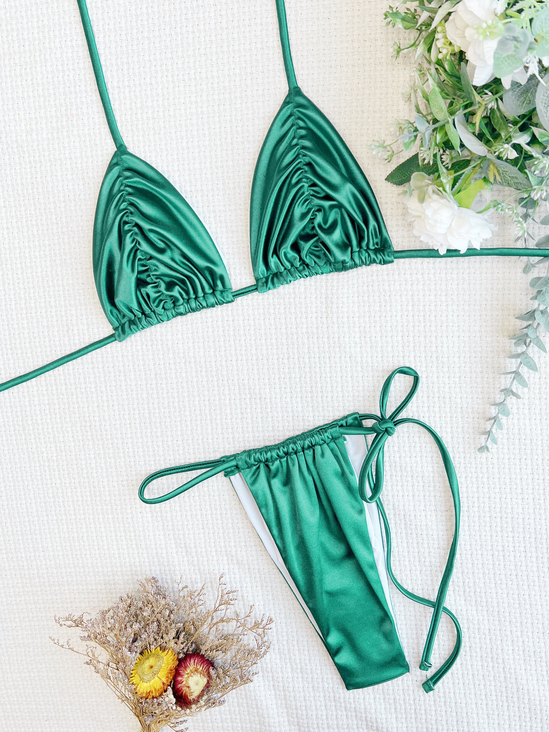 Dame trekantet bikini med fine rynker