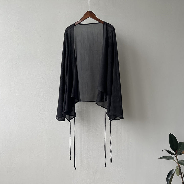 Dame let kimono-jakke med elegante bindebånd og luksuriøst stof Stilla