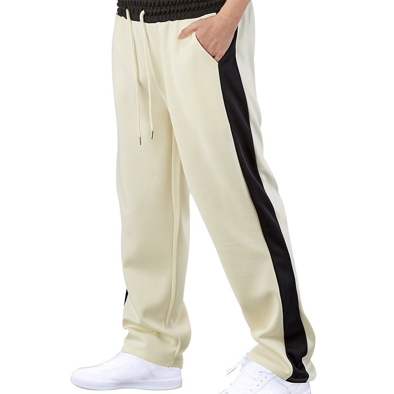 Herrer nan sporty joggingbukser med kontrastsidepanel lige ben snoreliv og stiklommer Skovae