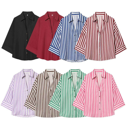 Kvinders moderne stribet bluse skjorte med oversized snit Stilla