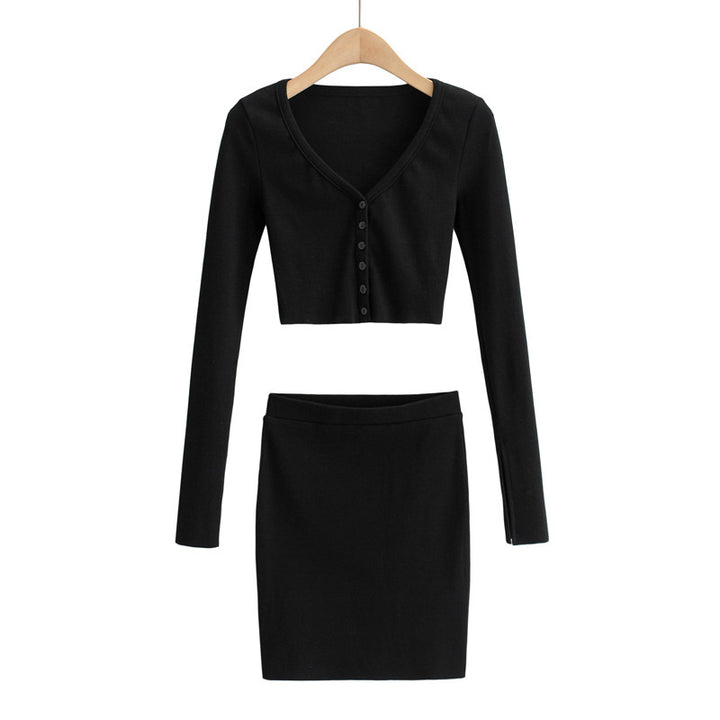Dame Crop-Top og Nederdel Sæt i elegant Design Stilla
