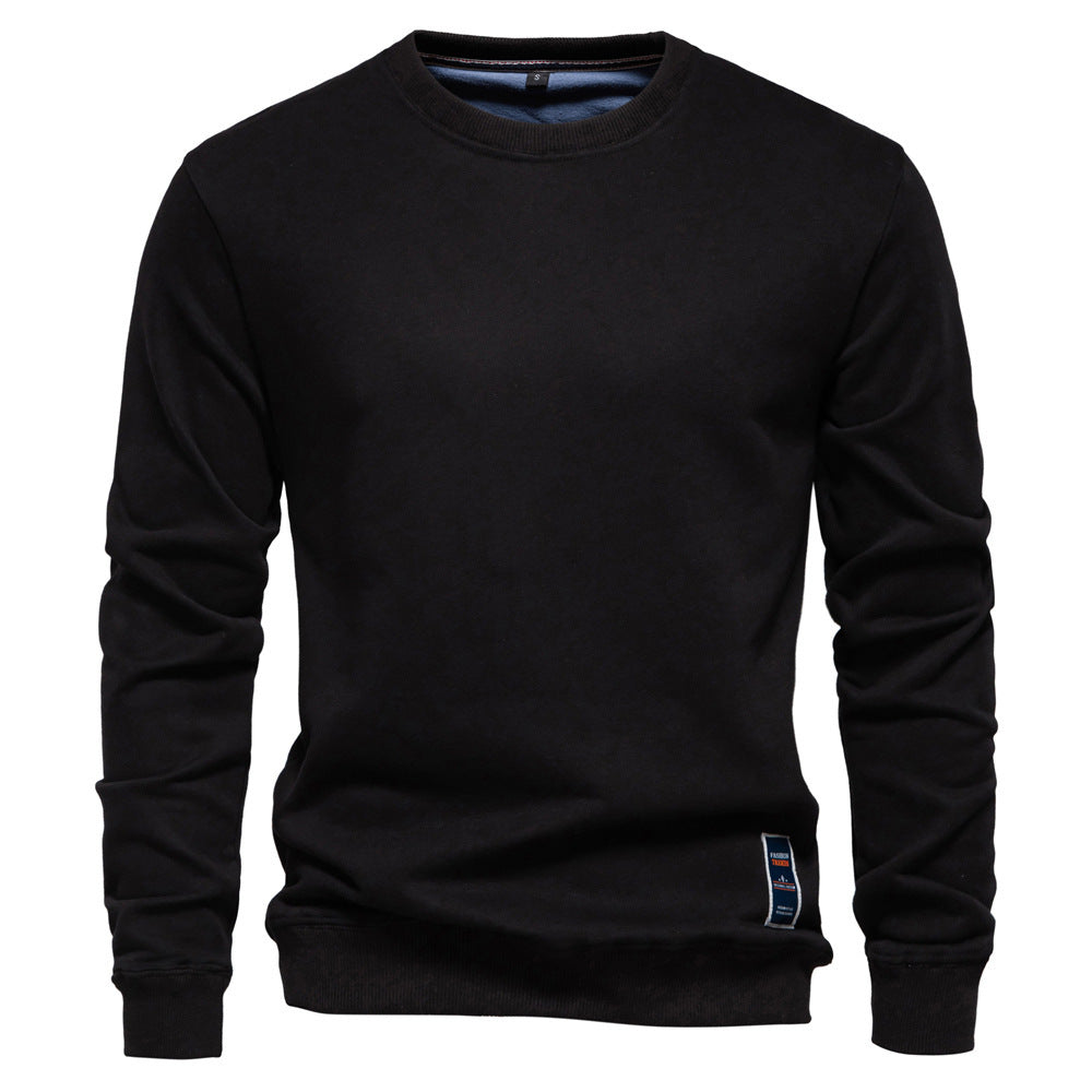Herrer nan klassisk rundhals-sweatshirt lavet af tung bomuldsblanding med børstet inderside og ribbede manchetter Skovae