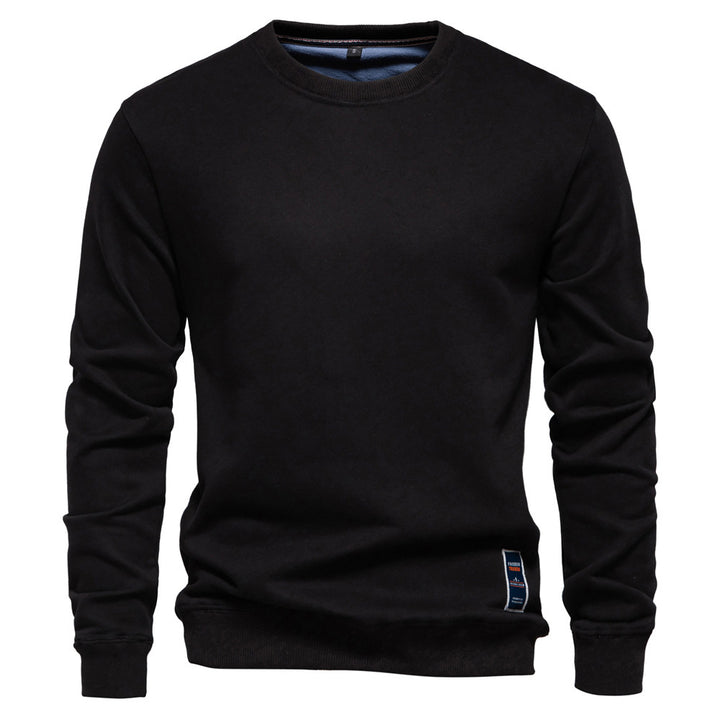 Herrer nan klassisk rundhals-sweatshirt lavet af tung bomuldsblanding med børstet inderside og ribbede manchetter Skovae