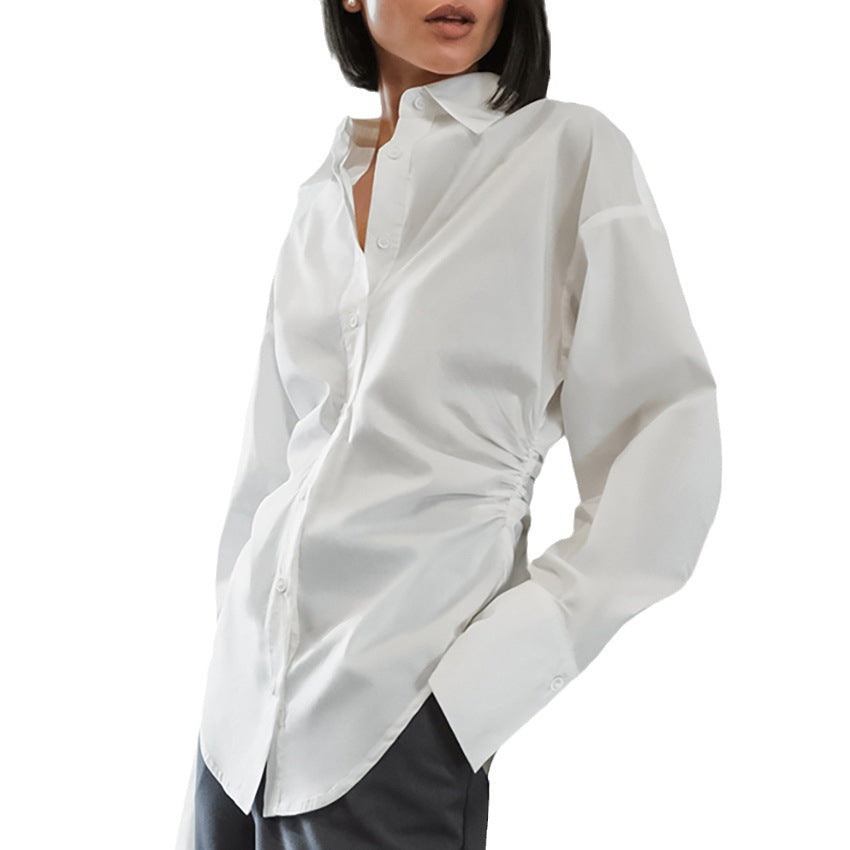 Dame Klassisk bomuldsbluse med oversized snit og moderne detaljer Stilla
