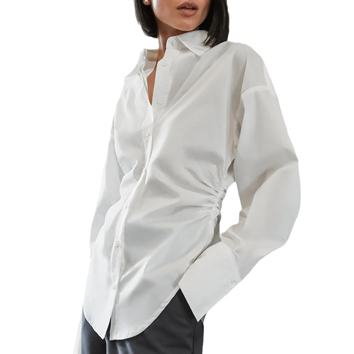 Dame Klassisk bomuldsbluse med oversized snit og moderne detaljer Stilla