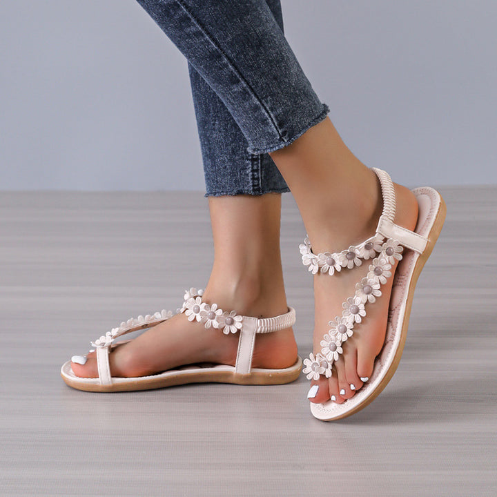 Dame blomster-sandaler med komfortabelt fodseng og elegant applikation Stilla