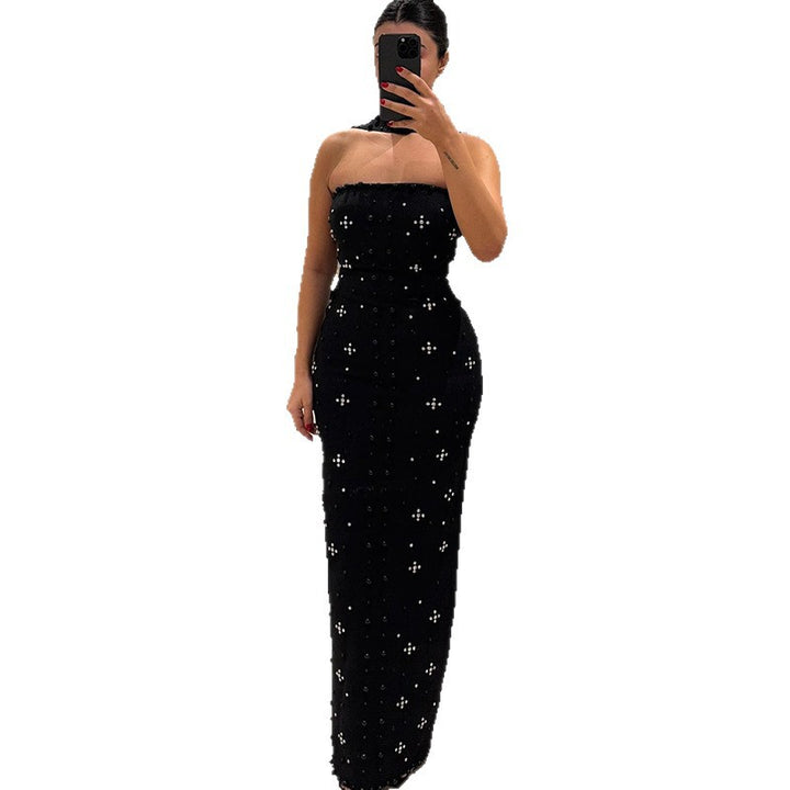 Dame Couture Maxikjole med glitrende paljetter og strapless design Skovae