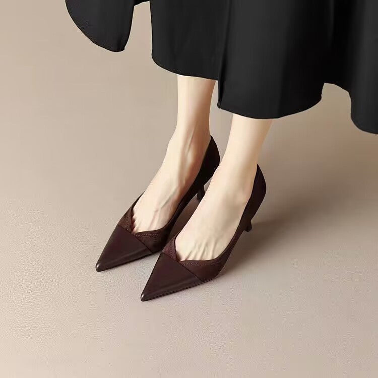 Dame elegante spidsede Kitten-Heels med strukturerede detaljer Stilla