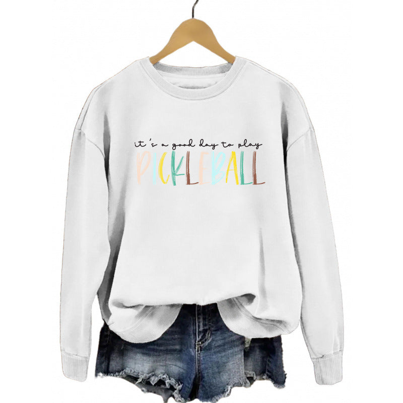 Kvinders afslappet sweatshirt med farverig pickleball print Skovae