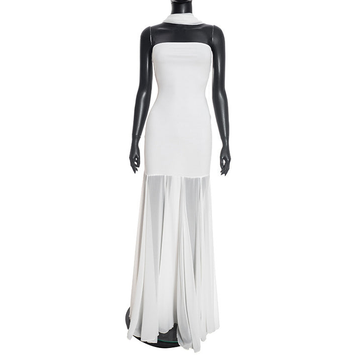 Damer Elegant aften kjole med transparente draperinger Skovae