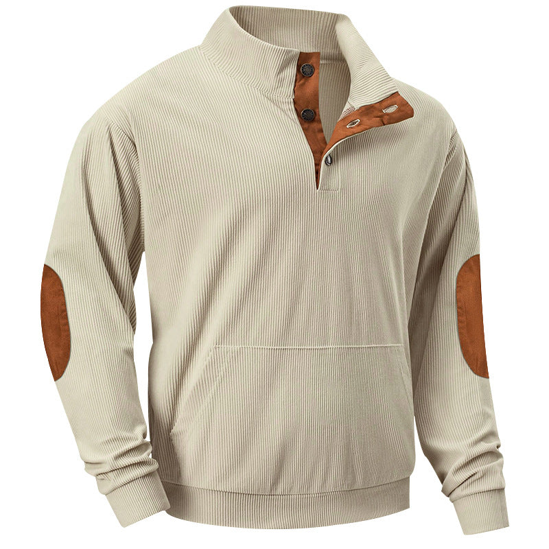 Herrer moderat sweatshirt med struktureret ribdesign og elegante læderdetaljer Stilla