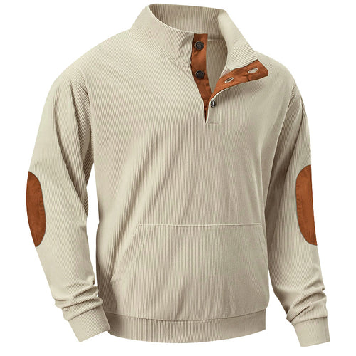 Herrer moderat sweatshirt med struktureret ribdesign og elegante læderdetaljer Stilla