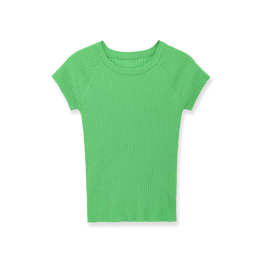 Dame tætsiddende rib T-shirt med korte ærmer Skovae