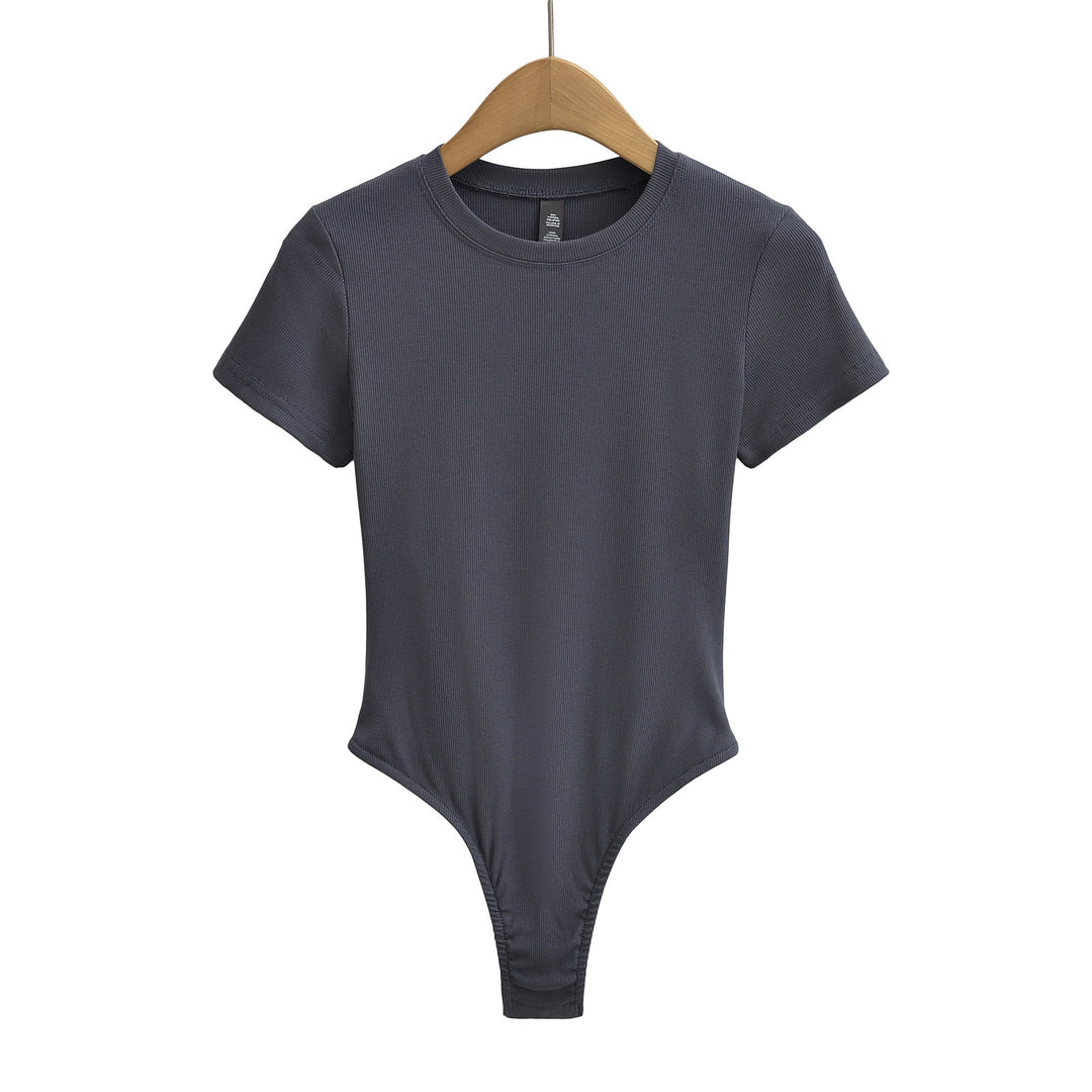 Dame figurnær Bodysuit i høj kvalitet rib-stof med kort ærme Stilla