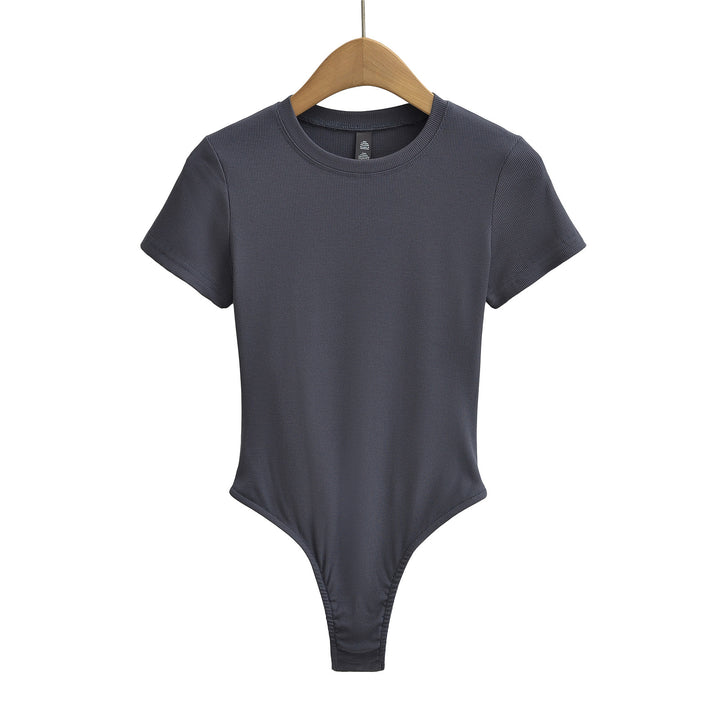 Dame figurnær Bodysuit i høj kvalitet rib-stof med kort ærme Stilla