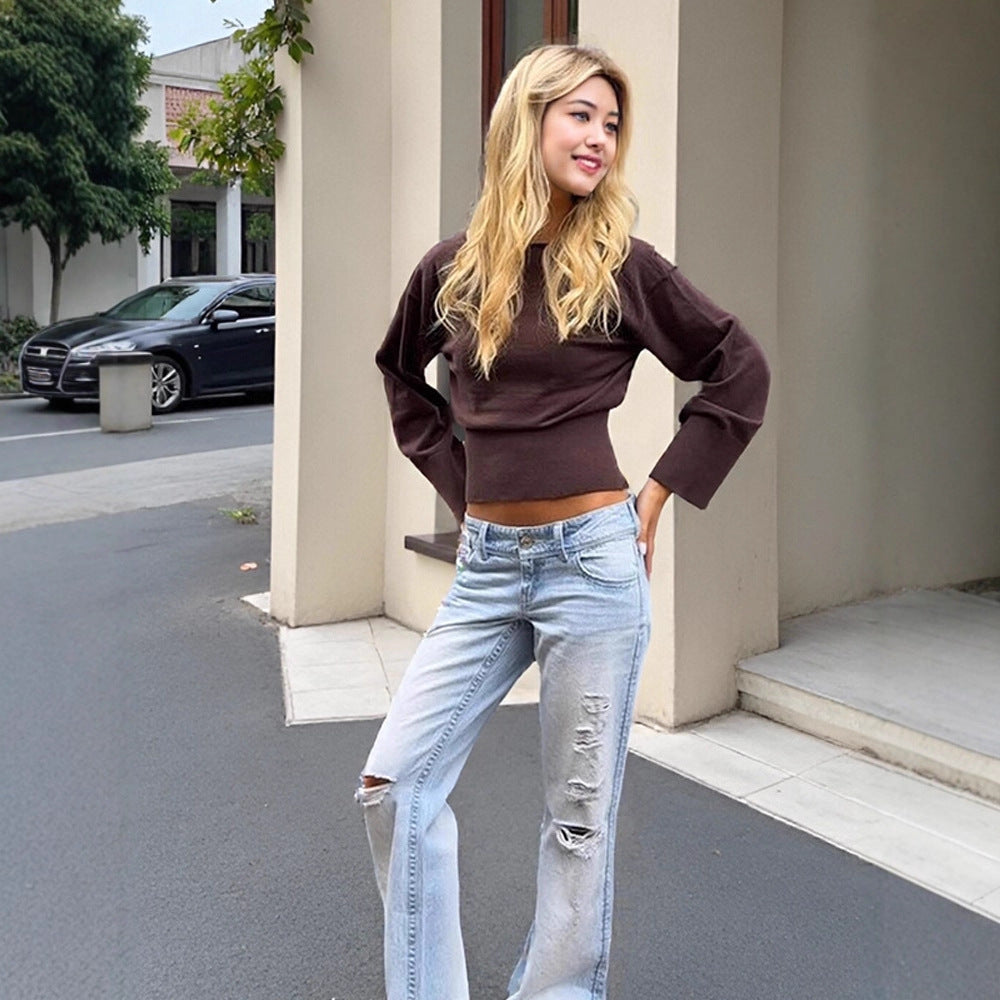 Damer cropped sweatshirt med vidt ærme Stilla
