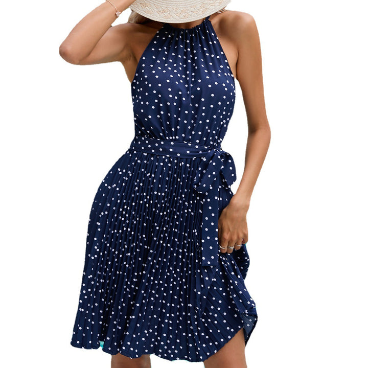 Dame Halterneck Falten Polka Dot Sommerkjole Stilla