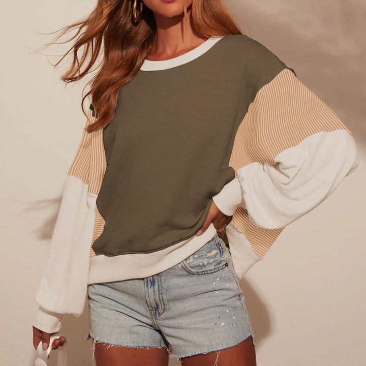 Dame Oversized Sweatshirt med moderne stribemønster og blødt materiale Stilla