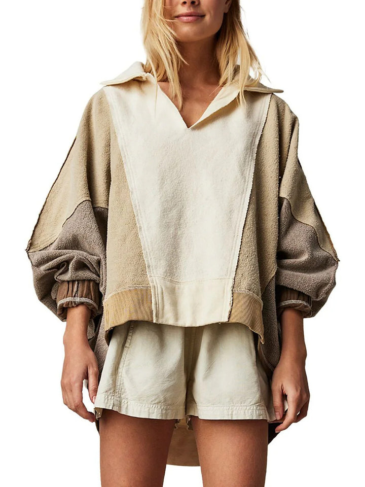Damer afslappet sweater i patchwork-design Stilla
