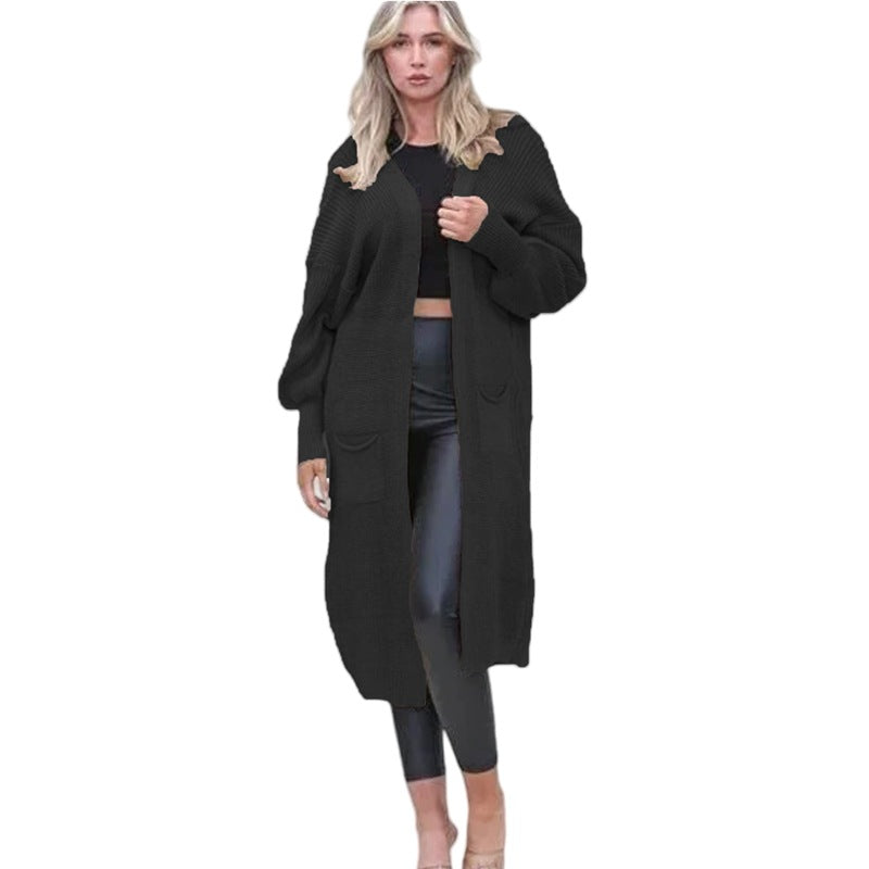 Kvinders Chunky Strik Cardigan med Åbne Lommer og Casual Design Stilla