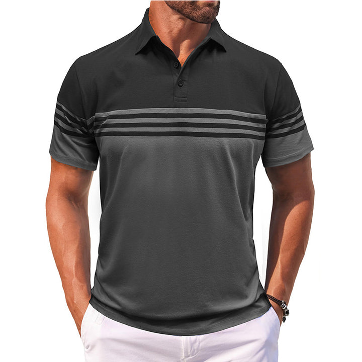 Herre polo-shirt med moderne stribemotiv og åndbart stof Stilla