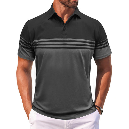 Herre polo-shirt med moderne stribemotiv og åndbart stof Stilla