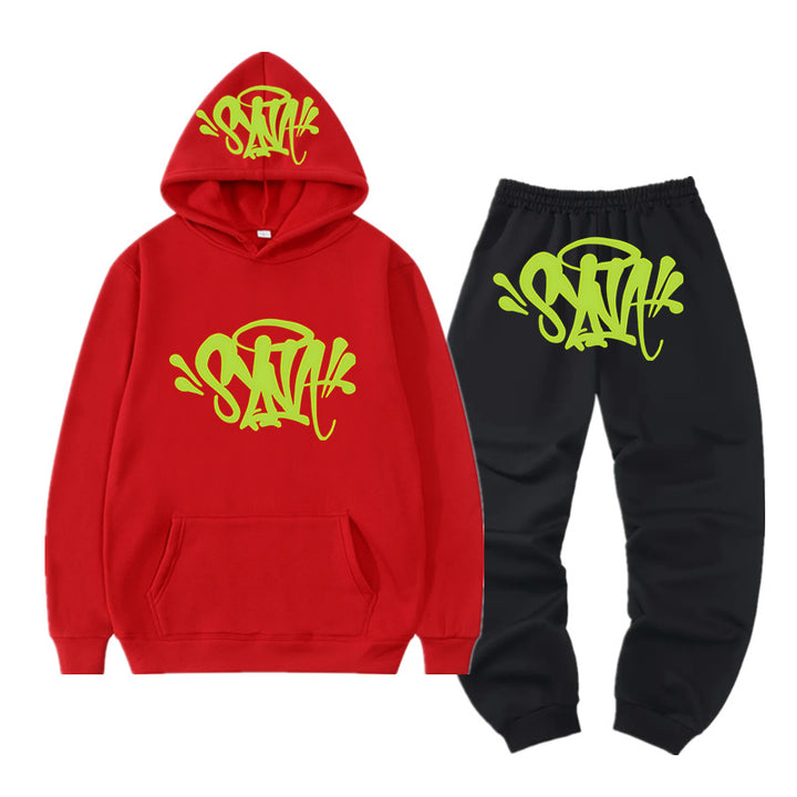 Dames hoodie og jogger sæt med kreativ graffiti design Skovae