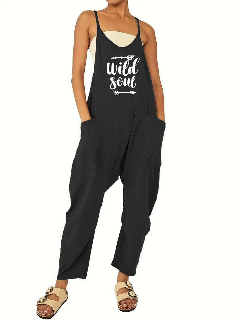 Dame Jumpsuit med Løs Pasform og Praktiske Lommer Skovae
