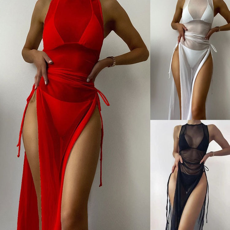 Dame Strandkjole med asymmetrisk omslagdesign Skovae