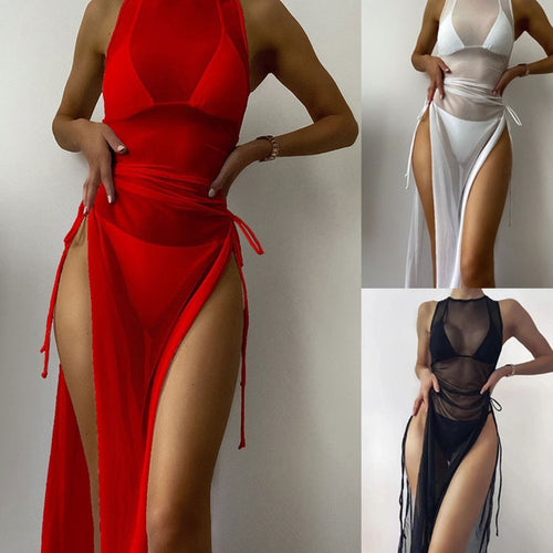 Dame Strandkjole med asymmetrisk omslagdesign Skovae