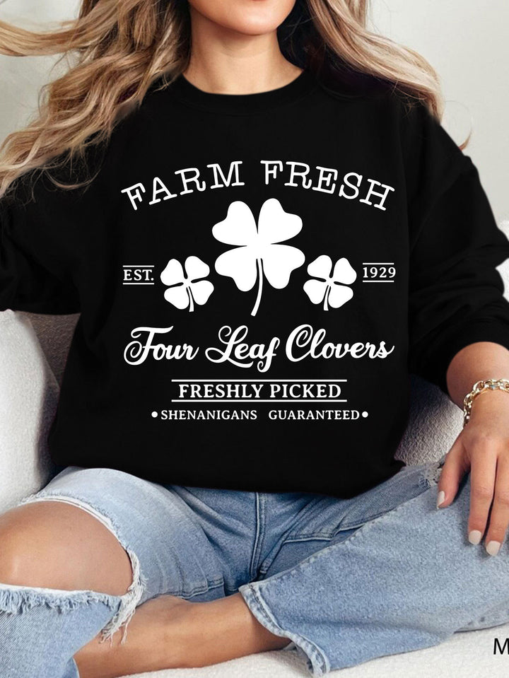 Dame fritids sweatshirts med vintage-inspireret kløvermotiv og behagelig pasform Stilla