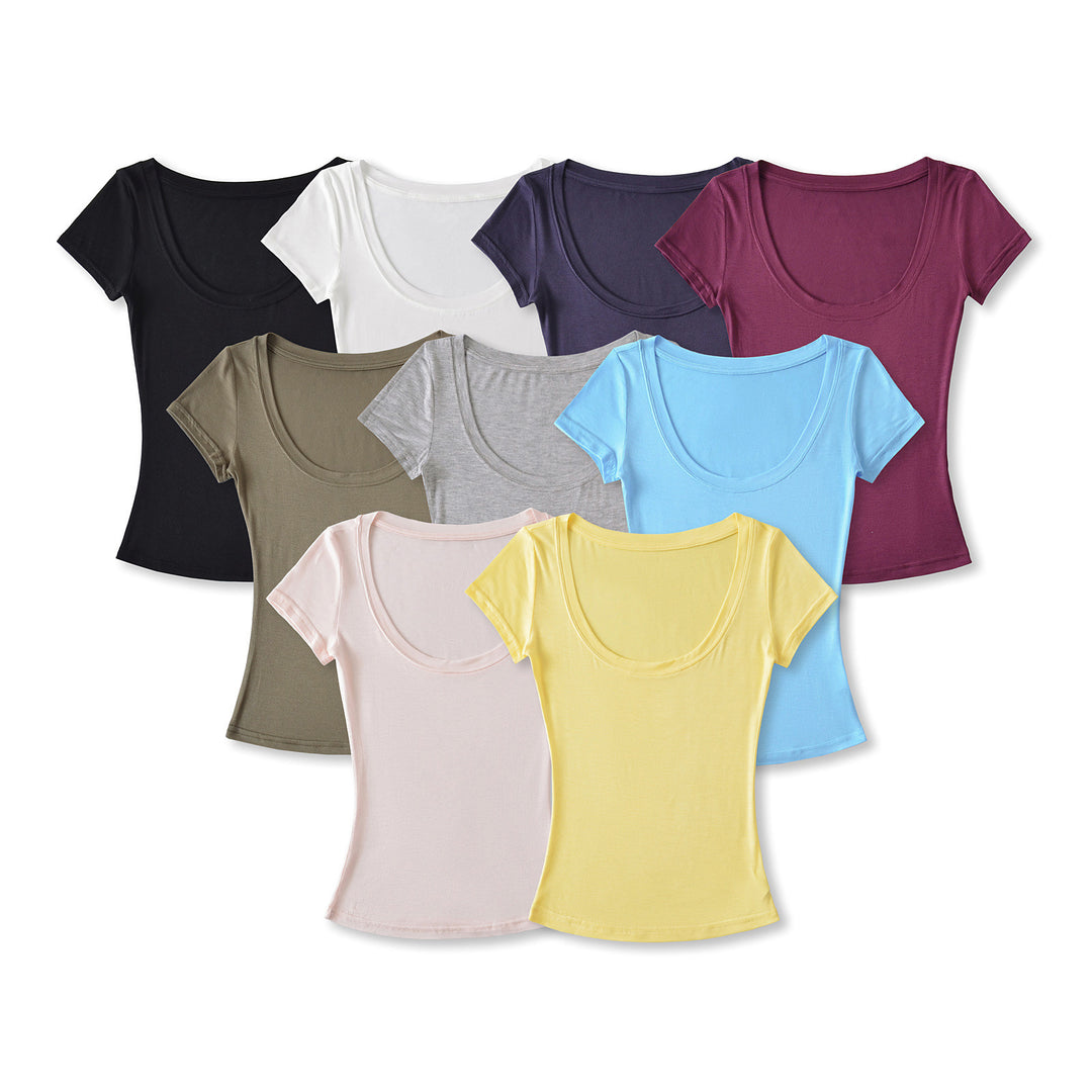 Dame Rundhalset T-shirt i blødt, elastisk materiale med figursyet snit Stilla