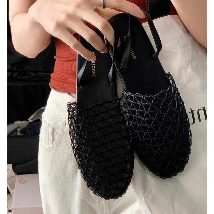 Dame sling sandaler med sløjfedetalje, netdesign og åben tå Stilla