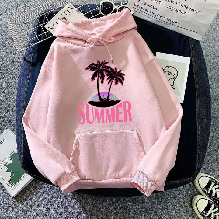 Kvinder's hoodie med sommermotiv og tropisk palmeprint Skovae