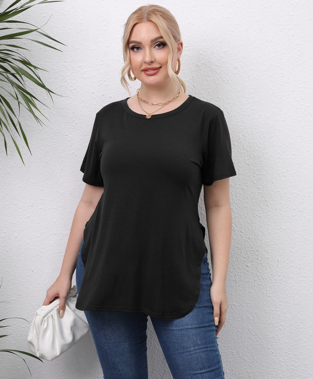 Damer afslappet T-shirt med sidelommer Skovae