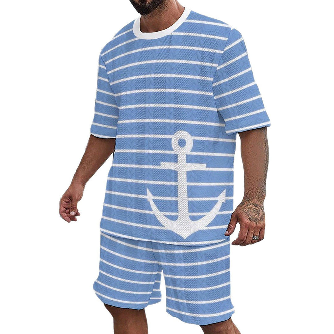 Herrer nautisk fritidsoutfit med maritimt stripesmønster og ankerdesign Stilla