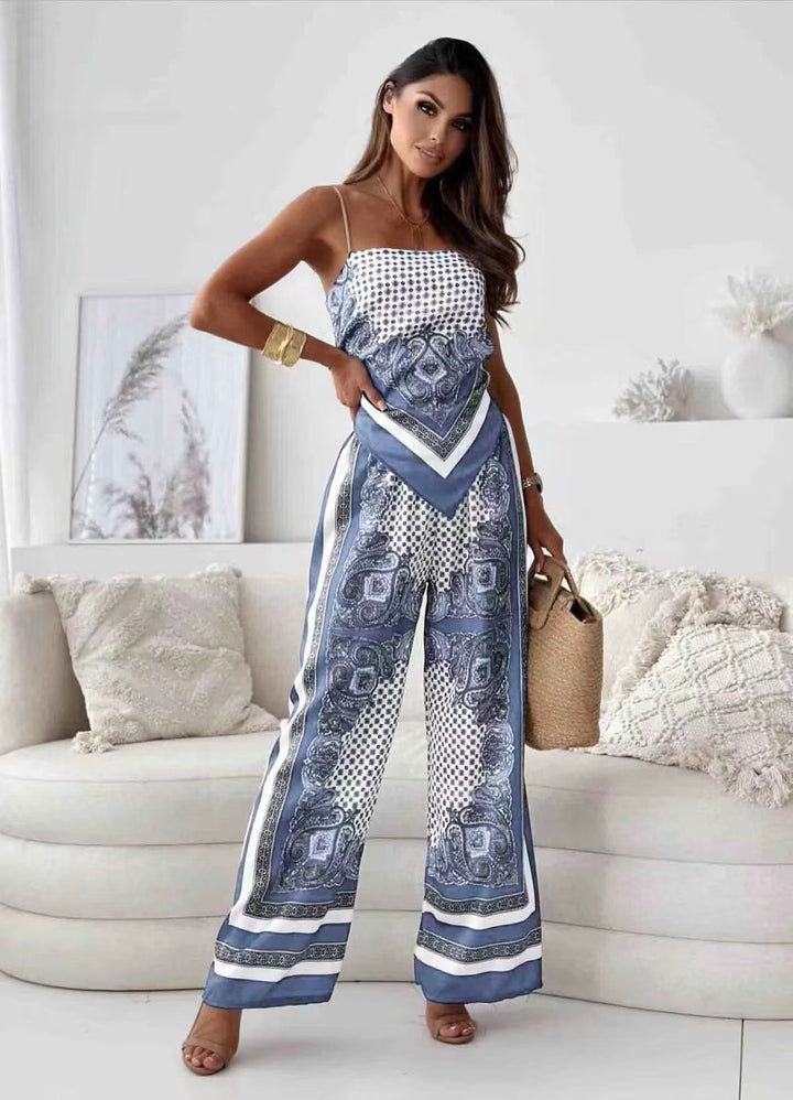 Dame Palazzo Jumpsuit med elegant mønsterdesign Stilla