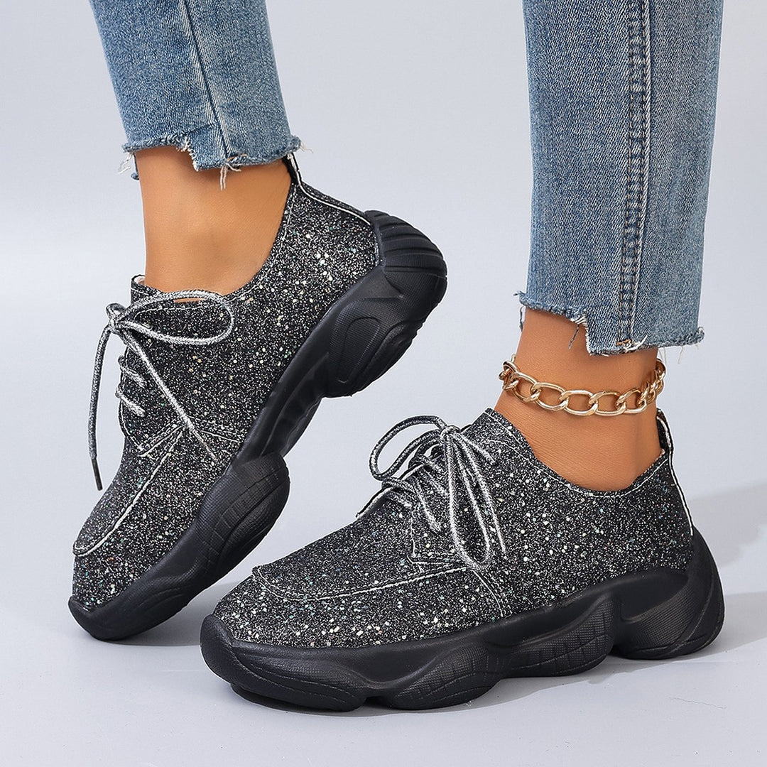 Dame Sporty Glitter Sneakers med skridsikret sål og åndbar forarbejdning Stilla