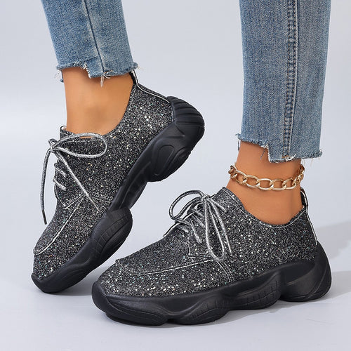 Dame Sporty Glitter Sneakers med skridsikret sål og åndbar forarbejdning Stilla