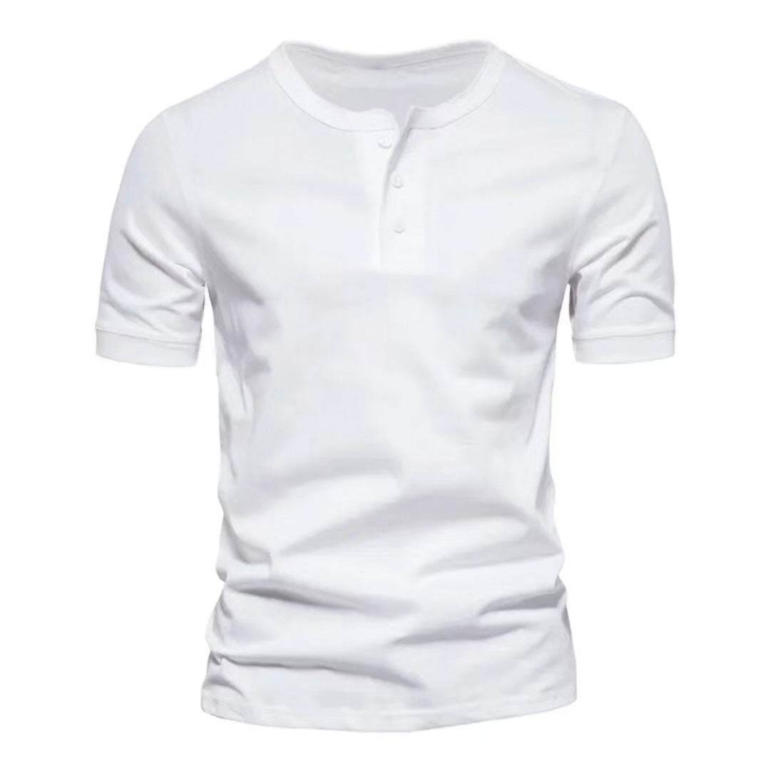 Herrer Kortærmet Henley-T-shirt med moderne knaplukning og afslappet pasform Stilla