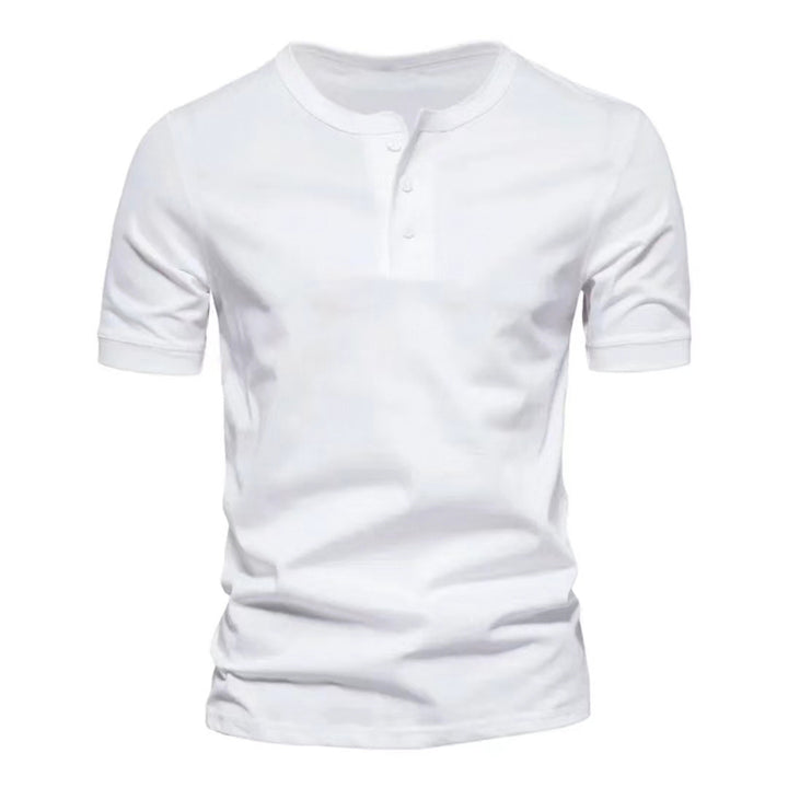 Herrer Kortærmet Henley-T-shirt med moderne knaplukning og afslappet pasform Stilla