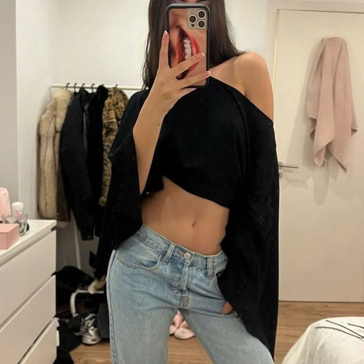 Dame stilfuld gennemsigtig poncho-bluse Stilla