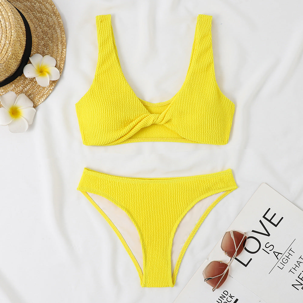 Dame bikini sæt med twist-design og høj talje
